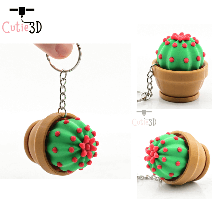 3D Printable Cutie3D Keycap Fidget Clicker Cactus Planter Keychain
